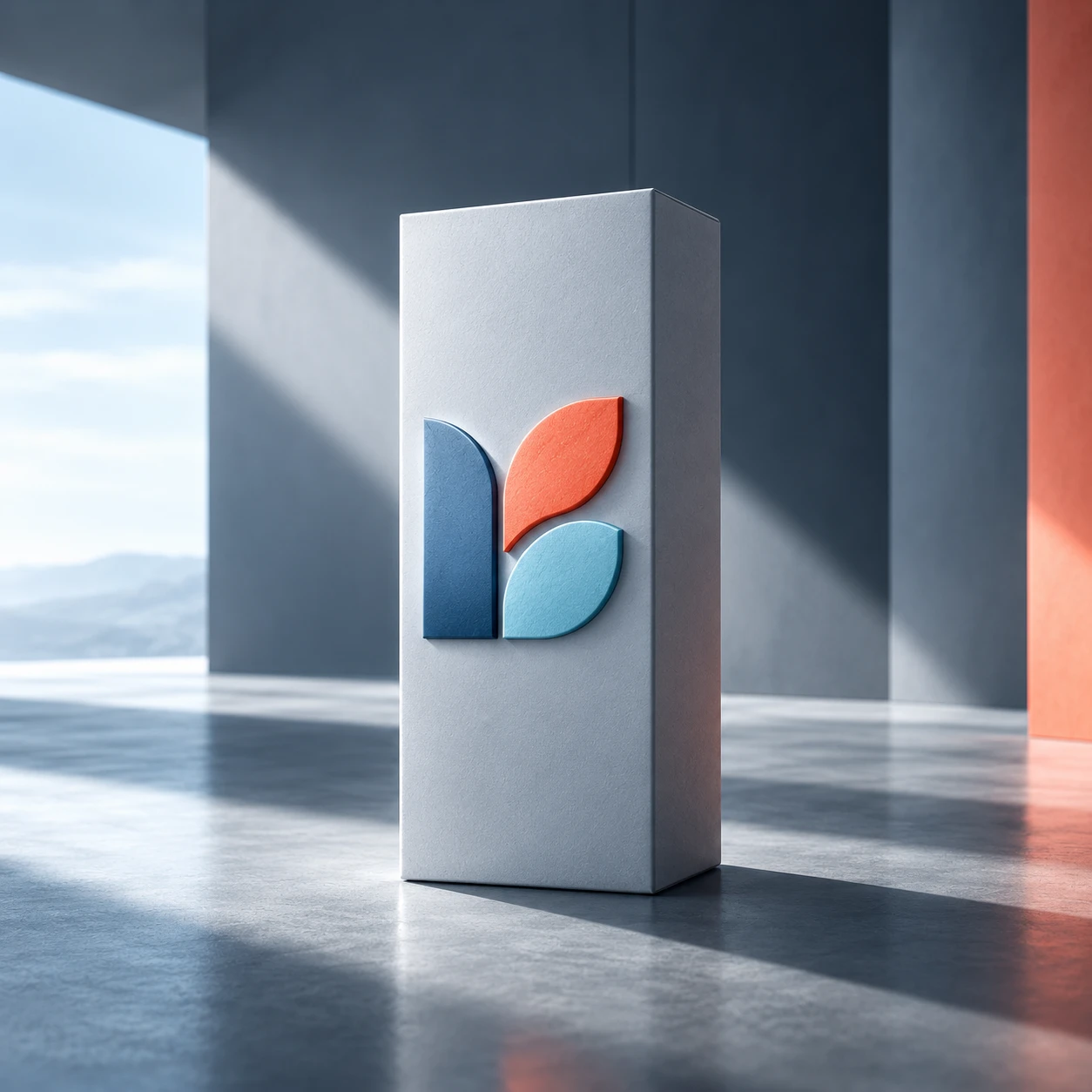 Vertical packaging with central logo application