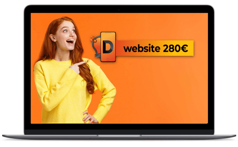 Προσφορά δημιουργίας website με 280€ – mockup σε laptop με branding της Big Digital Marketing